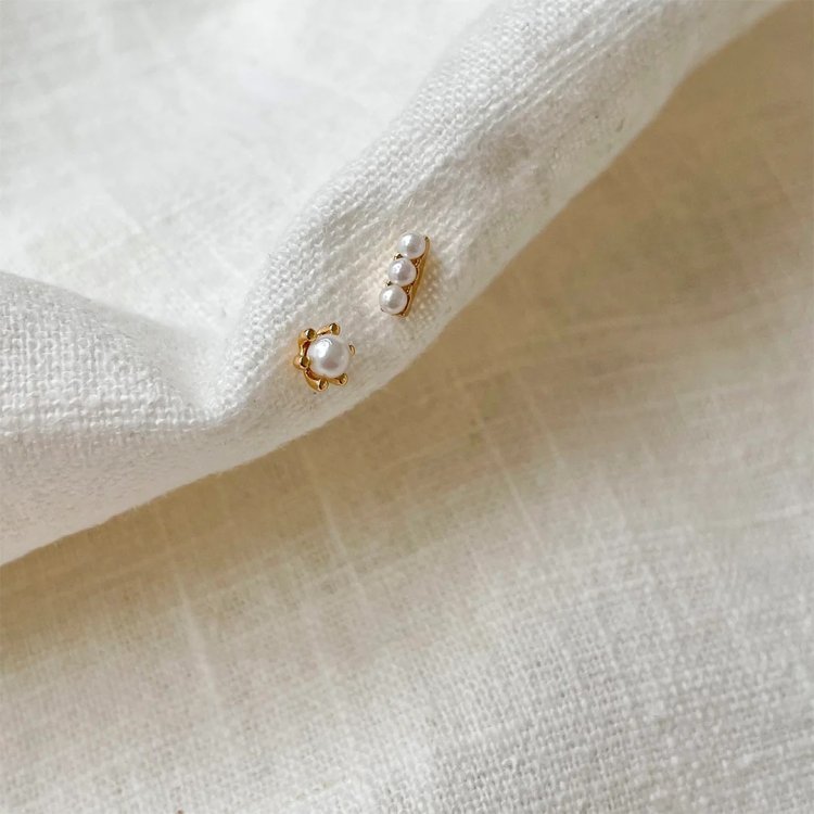 24KAE Earrings Earstud with Pearl