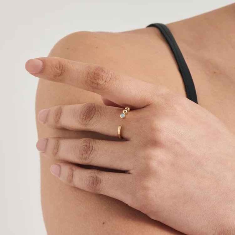 ANIA HAIE Gold Orb Amazonite Adjustable Ring