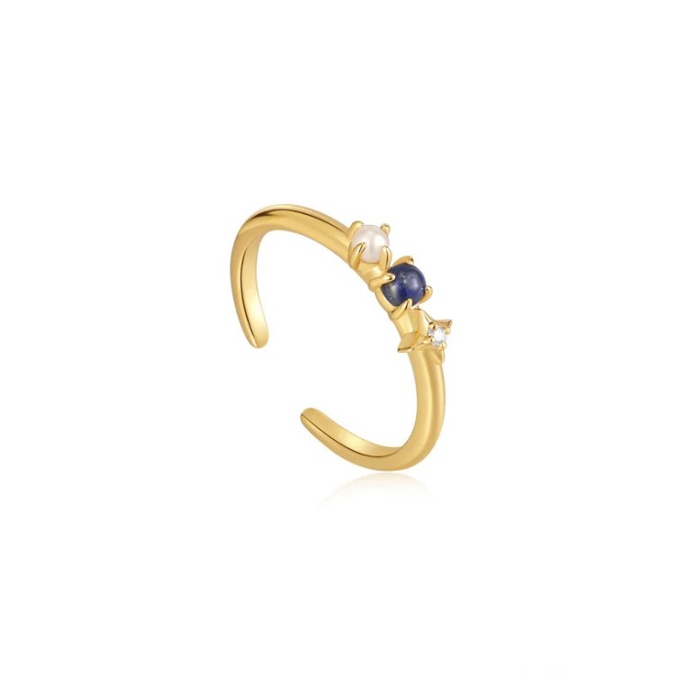 ANIA HAIE Gold Lapis Star Adjustable Ring