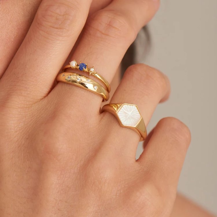 ANIA HAIE Gold Lapis Star Adjustable Ring
