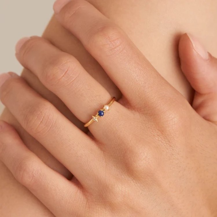 ANIA HAIE Gold Lapis Star Adjustable Ring