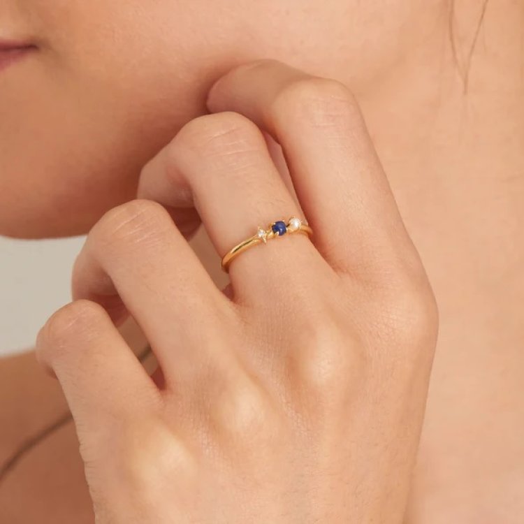ANIA HAIE Gold Lapis Star Adjustable Ring