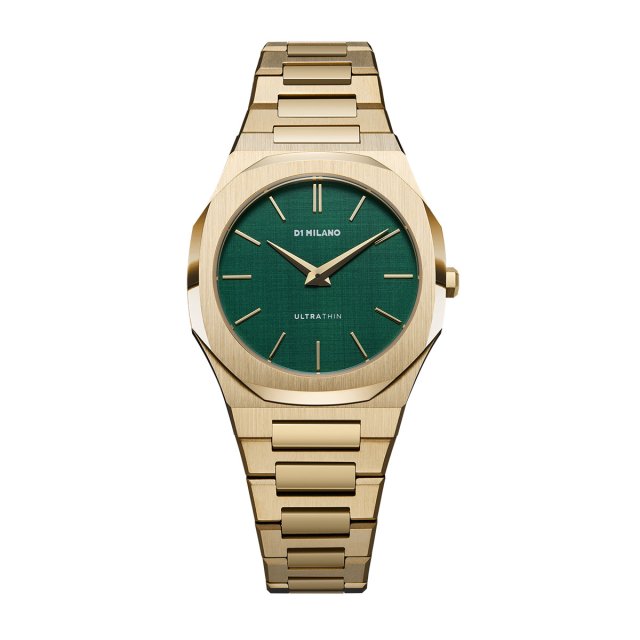 D1 MILANO ULTRA THIN EMERALD Gold Stainless Steel Bracelet