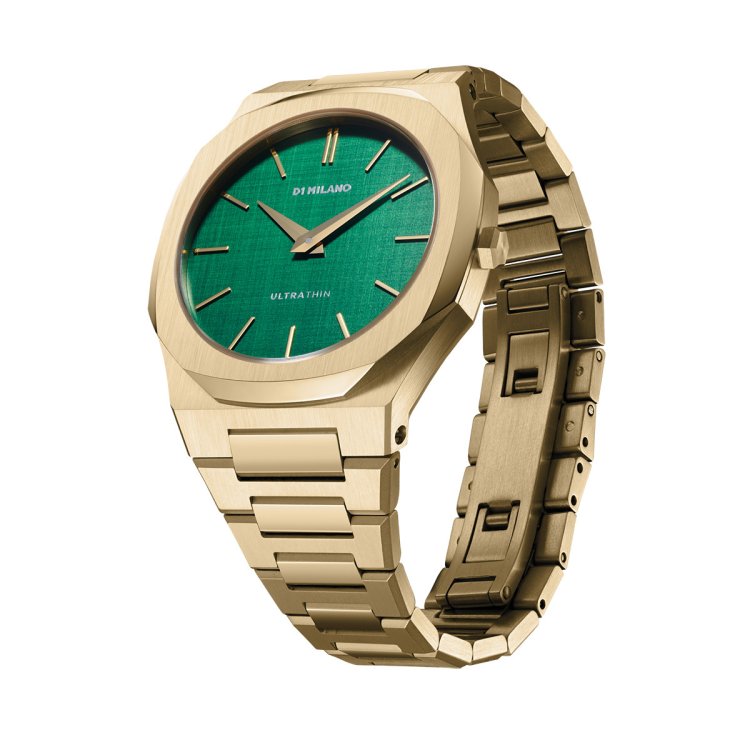 D1 MILANO ULTRA THIN EMERALD Gold Stainless Steel Bracelet