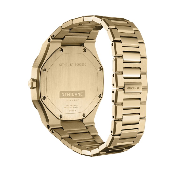 D1 MILANO ULTRA THIN EMERALD Gold Stainless Steel Bracelet