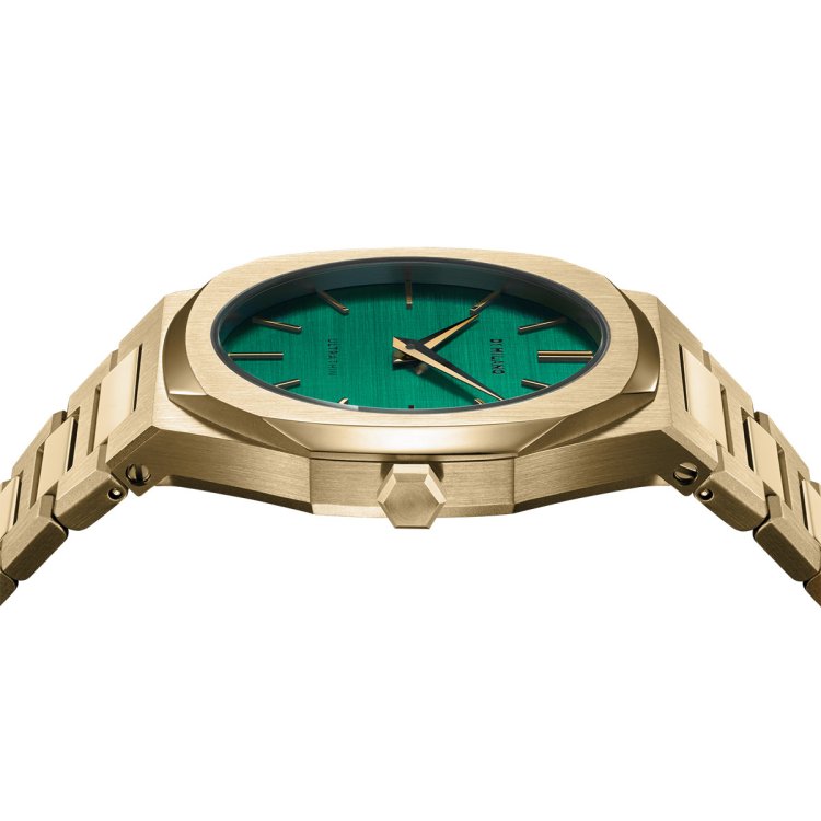 D1 MILANO ULTRA THIN EMERALD Gold Stainless Steel Bracelet