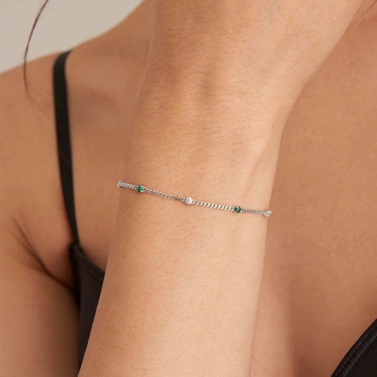 ANIA HAIE Silver Malachite Chain Bracelet