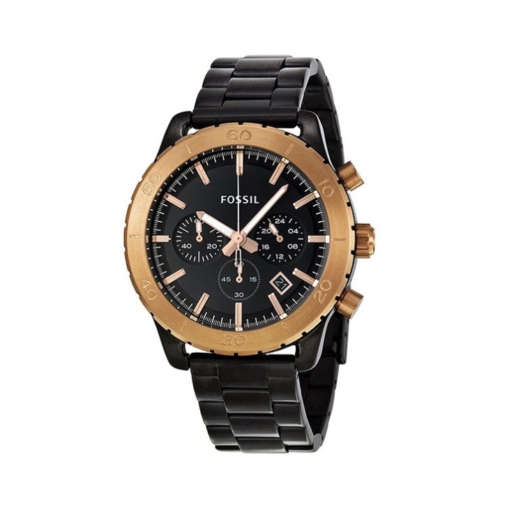 FOSSIL Keaton Rose Gold & Black Stainless Steel Bracelet