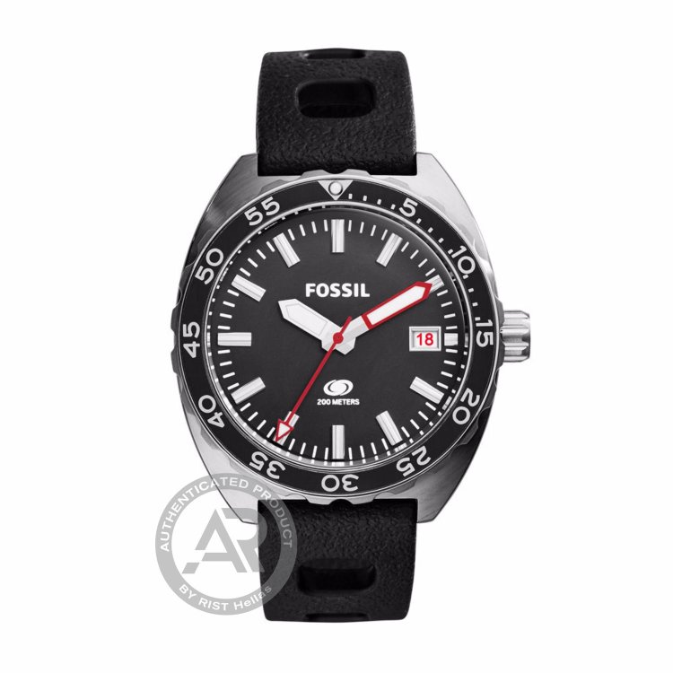 FOSSIL Breaker Black Rubber Strap