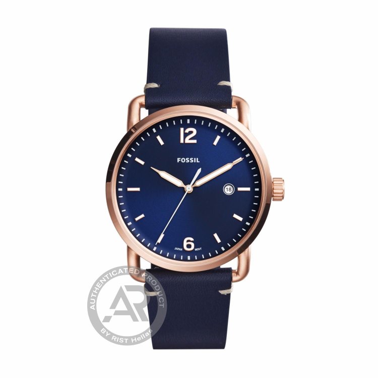 FOSSIL The Commuter Blue Leather Strap