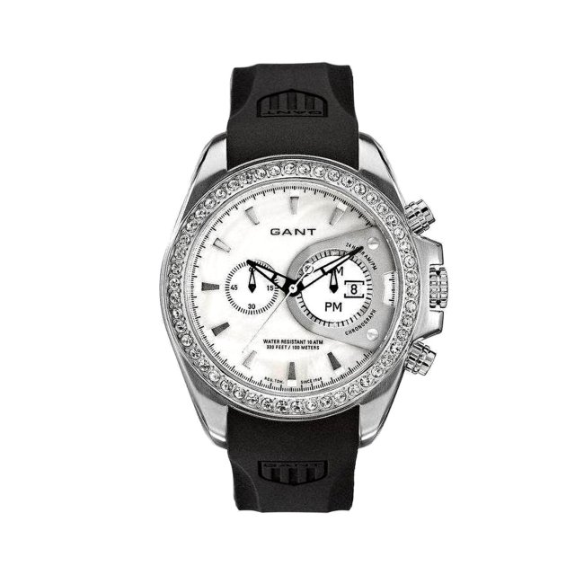 GANT Bedford Ladies Crystals Black Rubber Strap