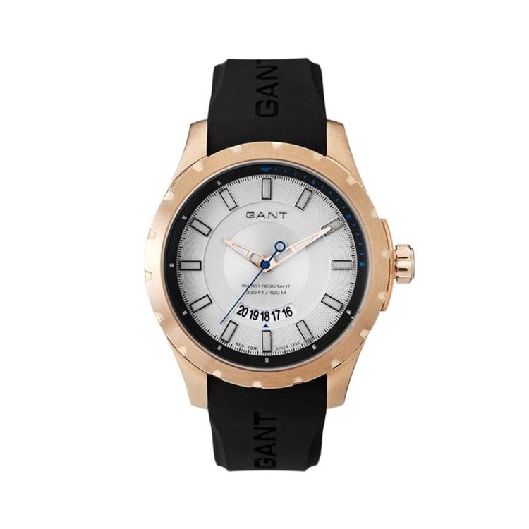 GANT Stafford Rose Gold Black Rubber Strap
