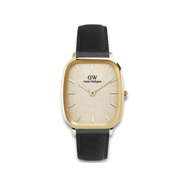 DANIEL WELLINGTON Vintage Sheffield Gold Black Leather Strap