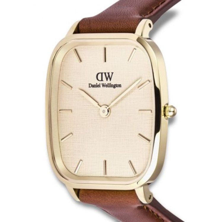 DANIEL WELLINGTON Vintage Sheffield Gold Brown Leather Strap