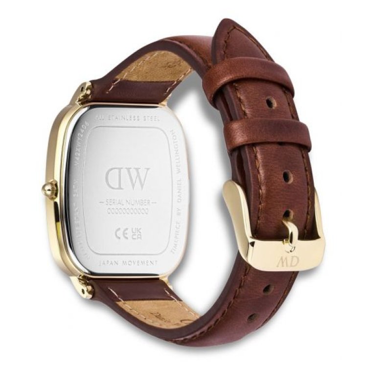 DANIEL WELLINGTON Vintage Sheffield Gold Brown Leather Strap