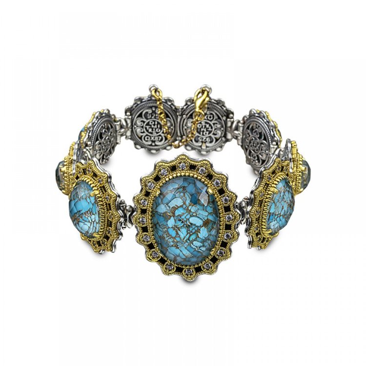 DIMITRIOS EXCLUSIVE MASTERPIECES Silver 925 Gold Bracelet With Turquoise Gemstone