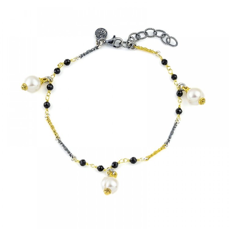 DIMITRIOS EXCLUSIVE Silver Bracelet with Pearls and Rosario Spinels
