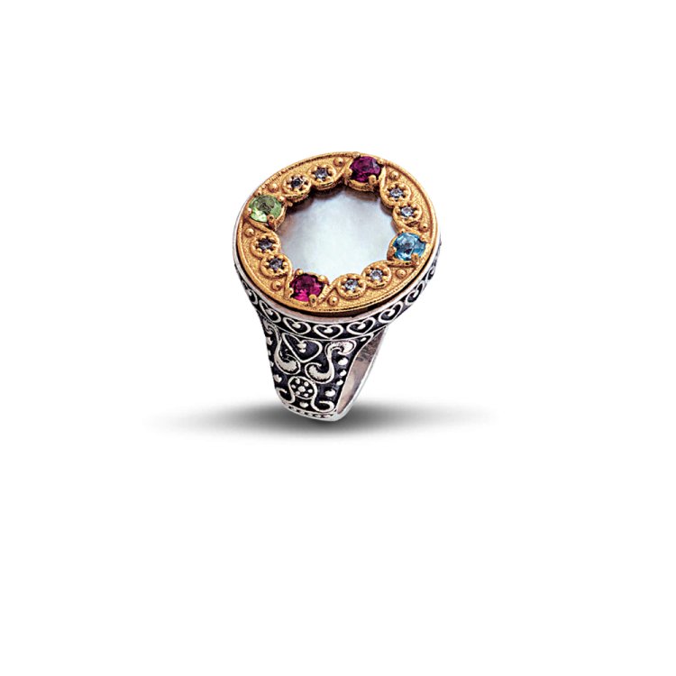 DIMITRIOS EXCLUSIVE Ring with Mother of Pearl & Semi-Precious Stones