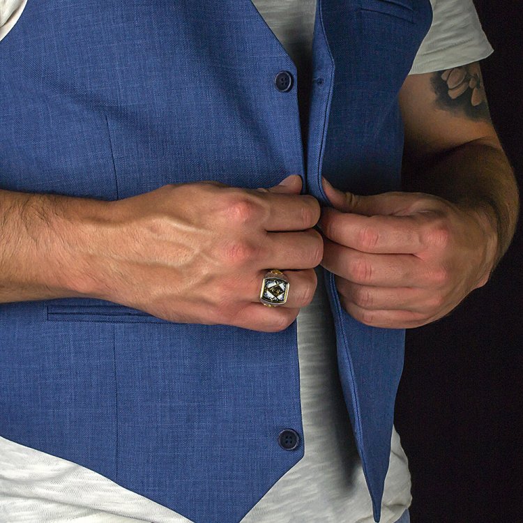 DIMITRIOS EXCLUSIVE ΑΝΑΧ Reversible Masonic Ring with Enamel