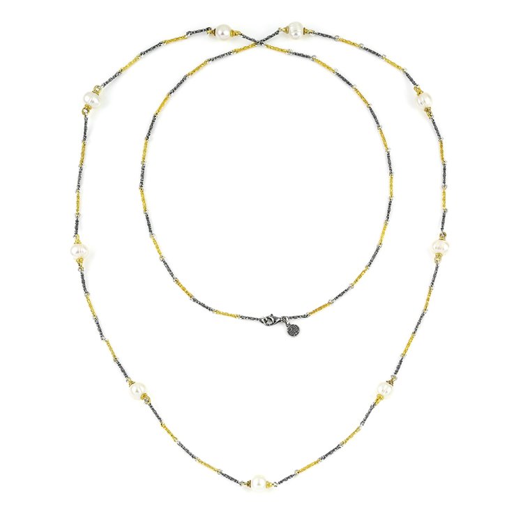 DIMITRIOS EXCLUSIVE Two-tone Silver 925 Goldplated Long Necklace With Pearls