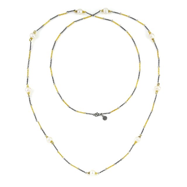 DIMITRIOS EXCLUSIVE Two-tone Silver 925 Goldplated Long Necklace With Pearls