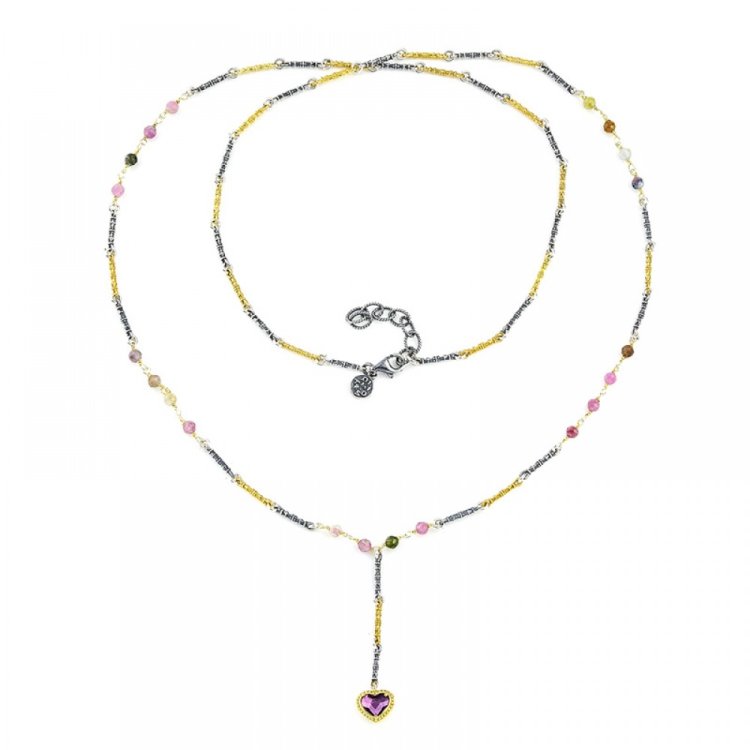 DIMITRIOS EXCLUSIVE JASMINE Two-Tone Silver 925 Necklace With Swarovski Heart Pendant