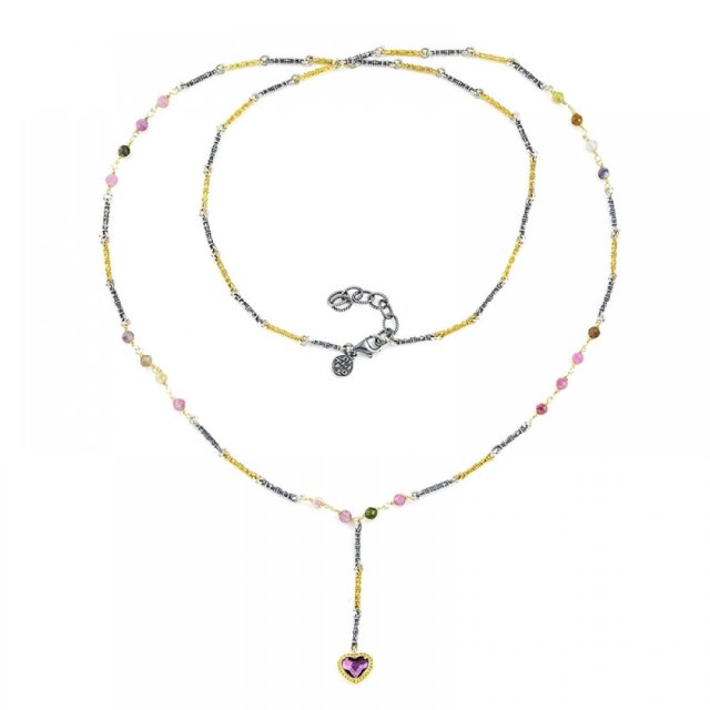 DIMITRIOS EXCLUSIVE JASMINE Two-Tone Silver 925 Necklace With Swarovski Heart Pendant