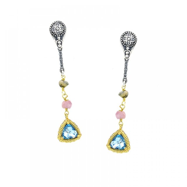 DIMITRIOS EXCLUSIVE JASMINE Silver 925 Earring With Blue Swarovski Crystal