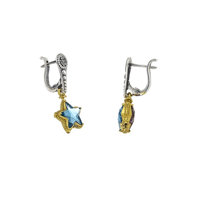 DIMITRIOS EXCLUSIVE JASMINE Silver 925 Goldplated Earrings Reversible with Swarovski Crystals