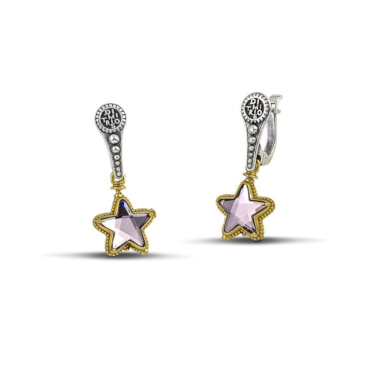 DIMITRIOS EXCLUSIVE JASMINE Silver 925 Goldplated Earrings Reversible with Swarovski Crystals