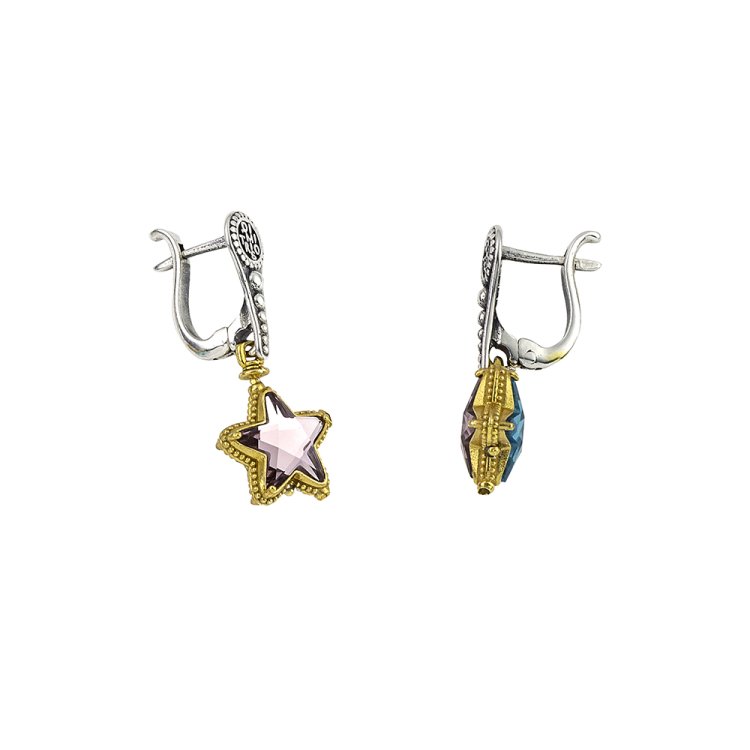 DIMITRIOS EXCLUSIVE JASMINE Silver 925 Goldplated Earrings Reversible with Swarovski Crystals