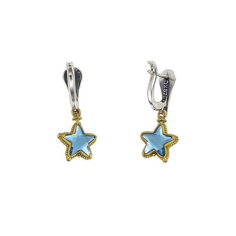 DIMITRIOS EXCLUSIVE JASMINE Silver 925 Goldplated Earrings Reversible with Swarovski Crystals