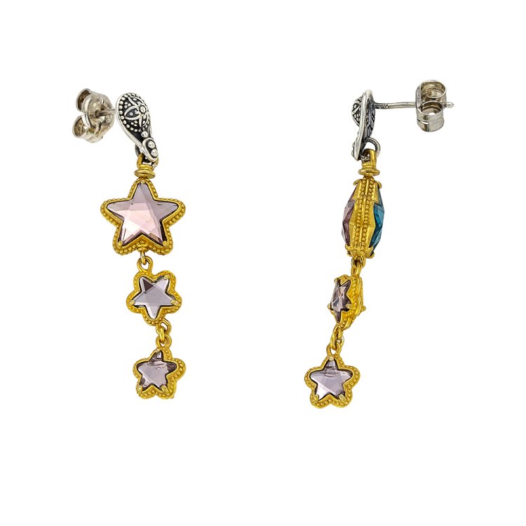 DIMITRIOS EXCLUSIVE JASMINE Silver 925 Goldplated Earrings Reversible with Swarovski Crystals