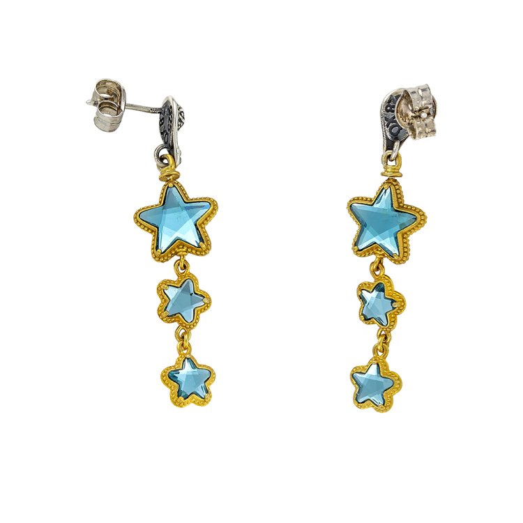 DIMITRIOS EXCLUSIVE JASMINE Silver 925 Goldplated Earrings Reversible with Swarovski Crystals