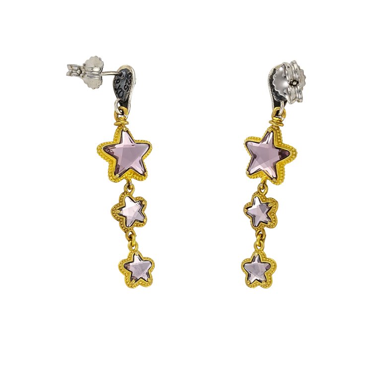 DIMITRIOS EXCLUSIVE JASMINE Silver 925 Goldplated Earrings Reversible with Swarovski Crystals