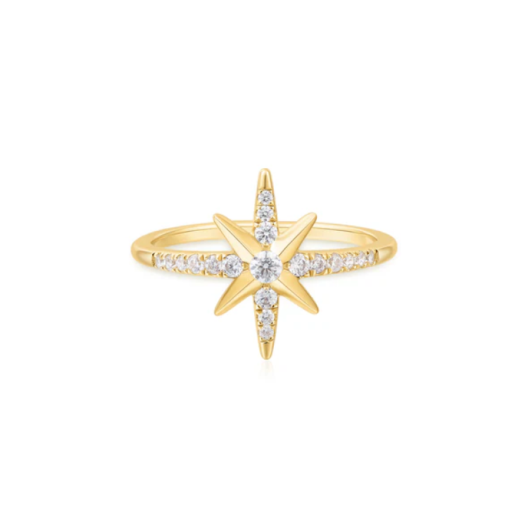 ANIA HAIE Gold Eight-Pointed Star Signet Ring