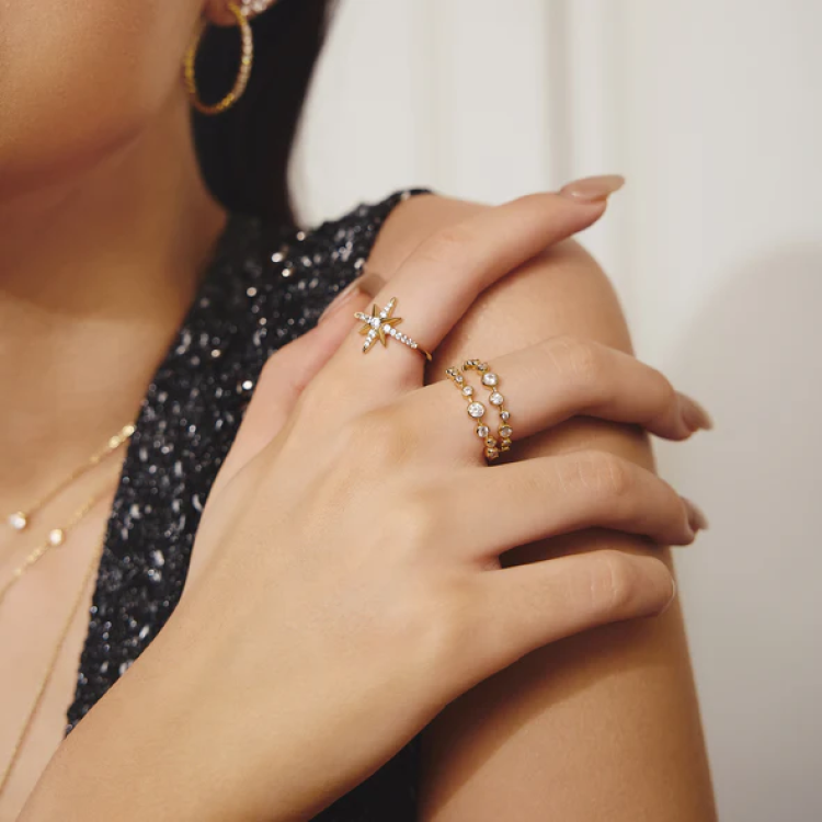 ANIA HAIE Gold Eight-Pointed Star Signet Ring