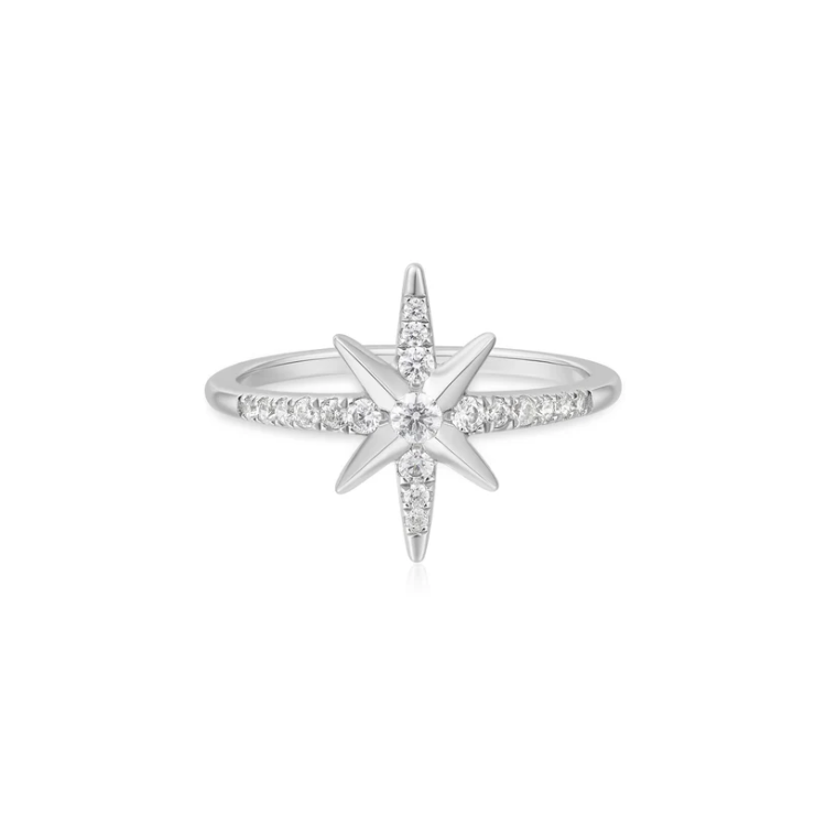 ANIA HAIE Silver Eight-Pointed Star Signet Ring