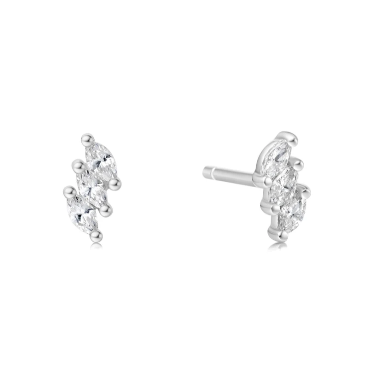 ANIA HAIE Silver Triple Marquise Stud Earrings