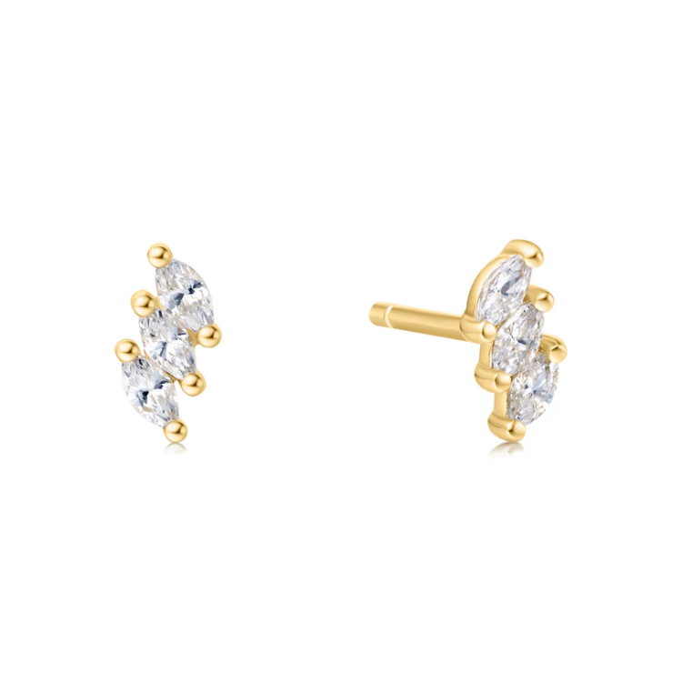 ANIA HAIE Gold Triple Marquise Stud Earrings