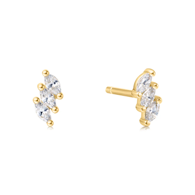 ANIA HAIE Gold Triple Marquise Stud Earrings