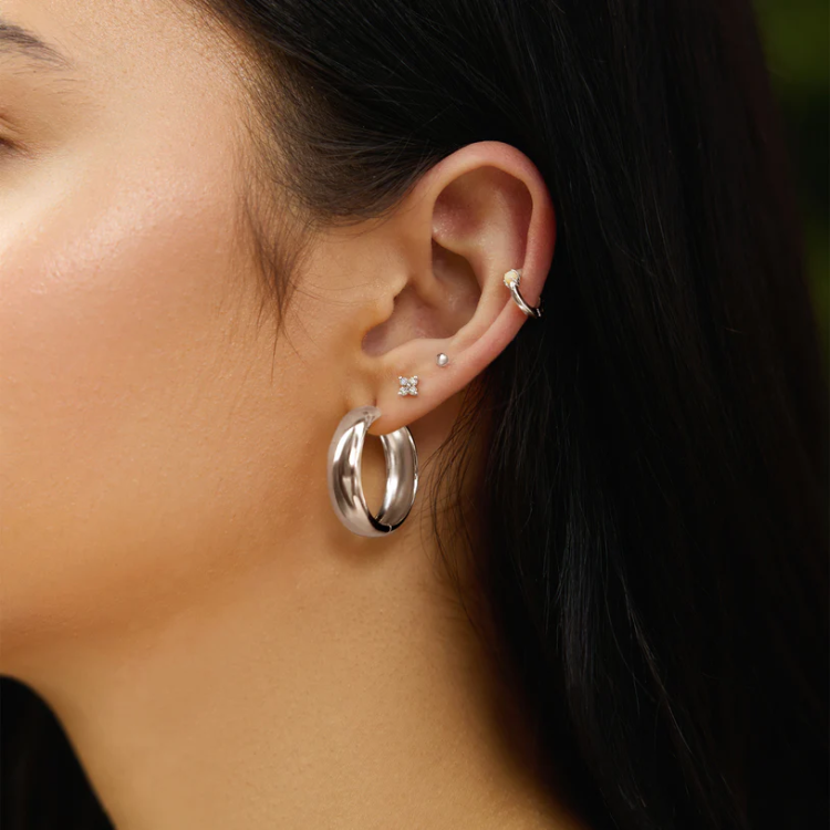 ANIA HAIE Silver Chubby Large Huggie Hoop Earrings