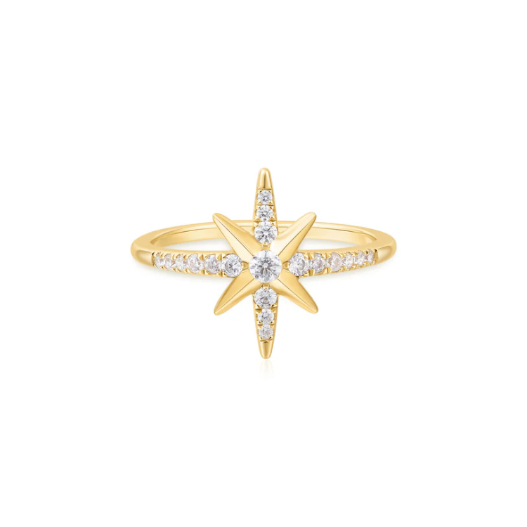 ANIA HAIE Gold Eight-Pointed Star Signet Ring