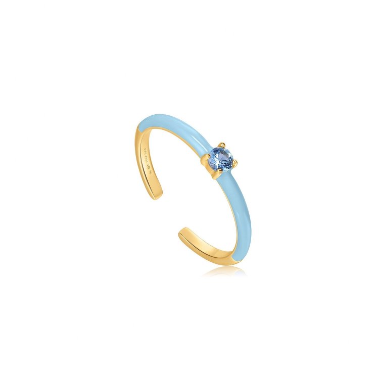 ANIA HAIE RING BRIGHT FUTURE Powder Blue Enamel Gold Adjustable