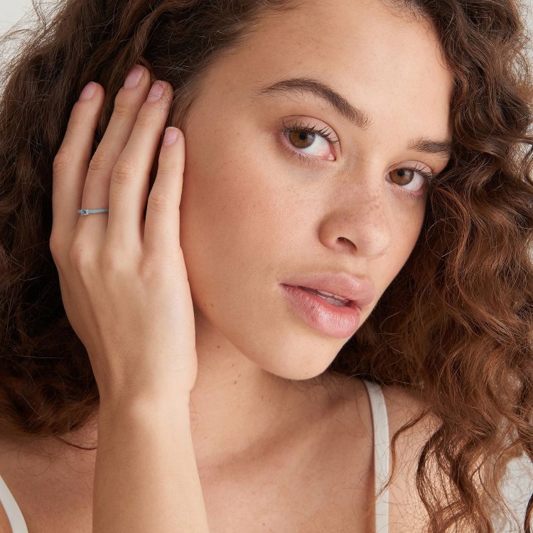 ANIA HAIE RING BRIGHT FUTURE Powder Blue Enamel Gold Adjustable