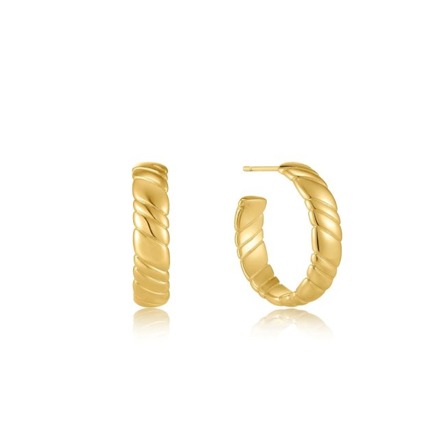 ANIA HAIE Gold Smooth Twist Hoop Stud Earrings