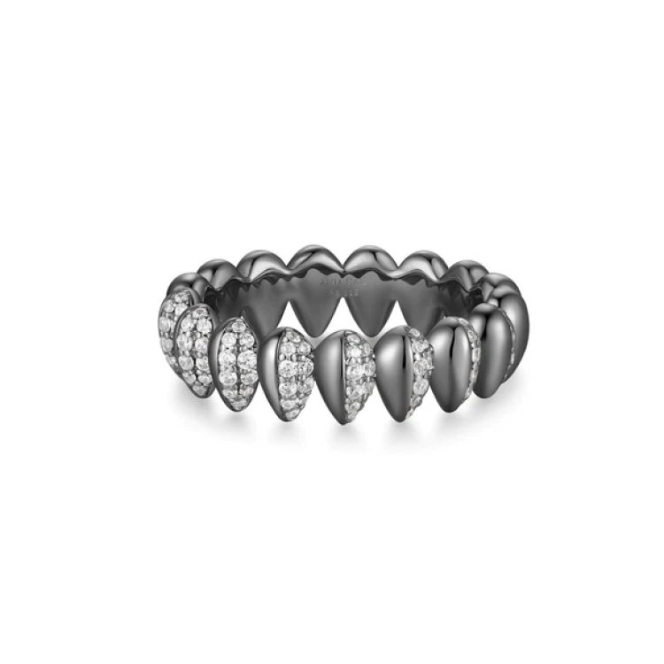 ANIA HAIE Black Sparkling Puffy Spike Ring