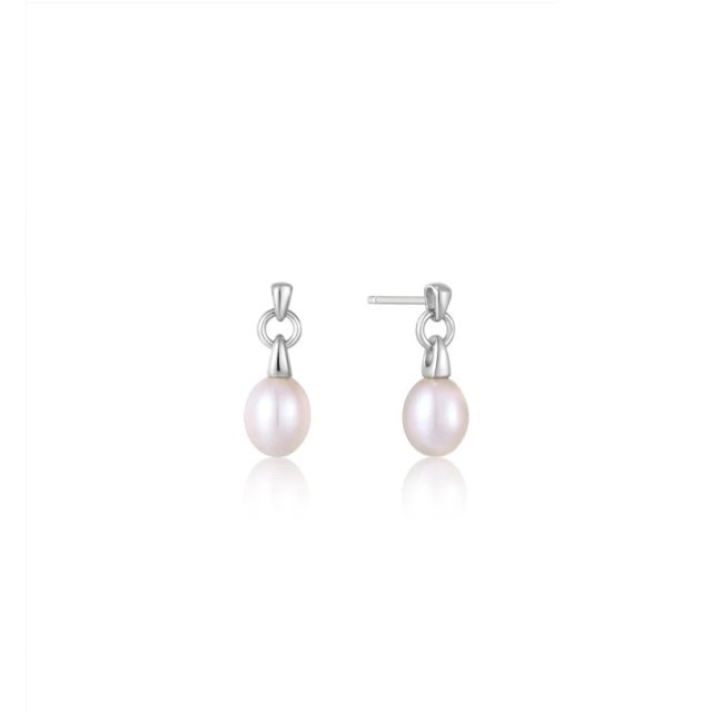 ANIA HAIE Silver Pearl Drop Stud Earrings