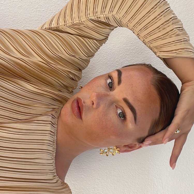 24KAE Flowershaped Statement Earrings with Pearls