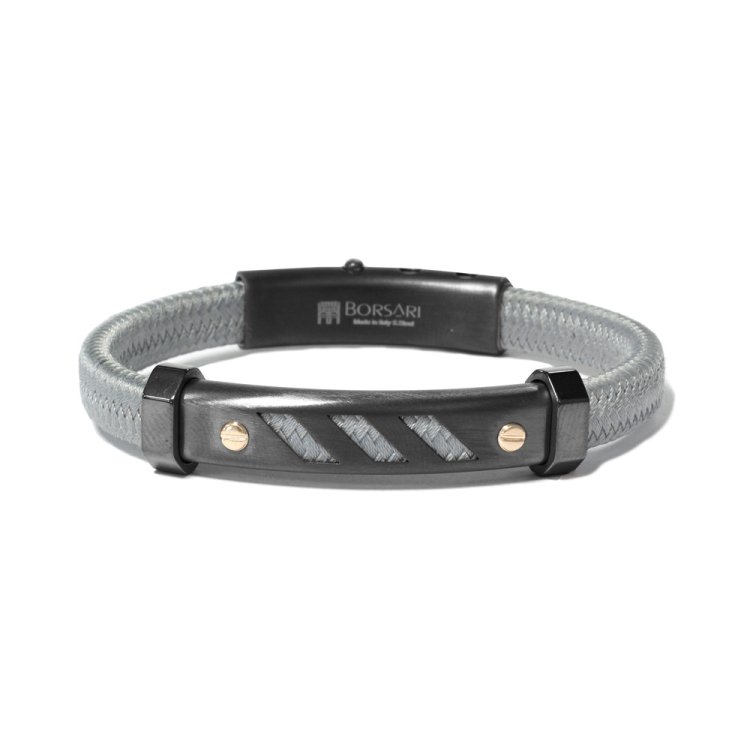 BORSARI Audace Nautico Grey Polyester Stainless Steel Bracelet